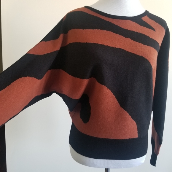 🆕️⬇️Carmen Marc Valvo Eyelash Zebra Print Dolman Sleeve Sweater - Picture 3 of 14